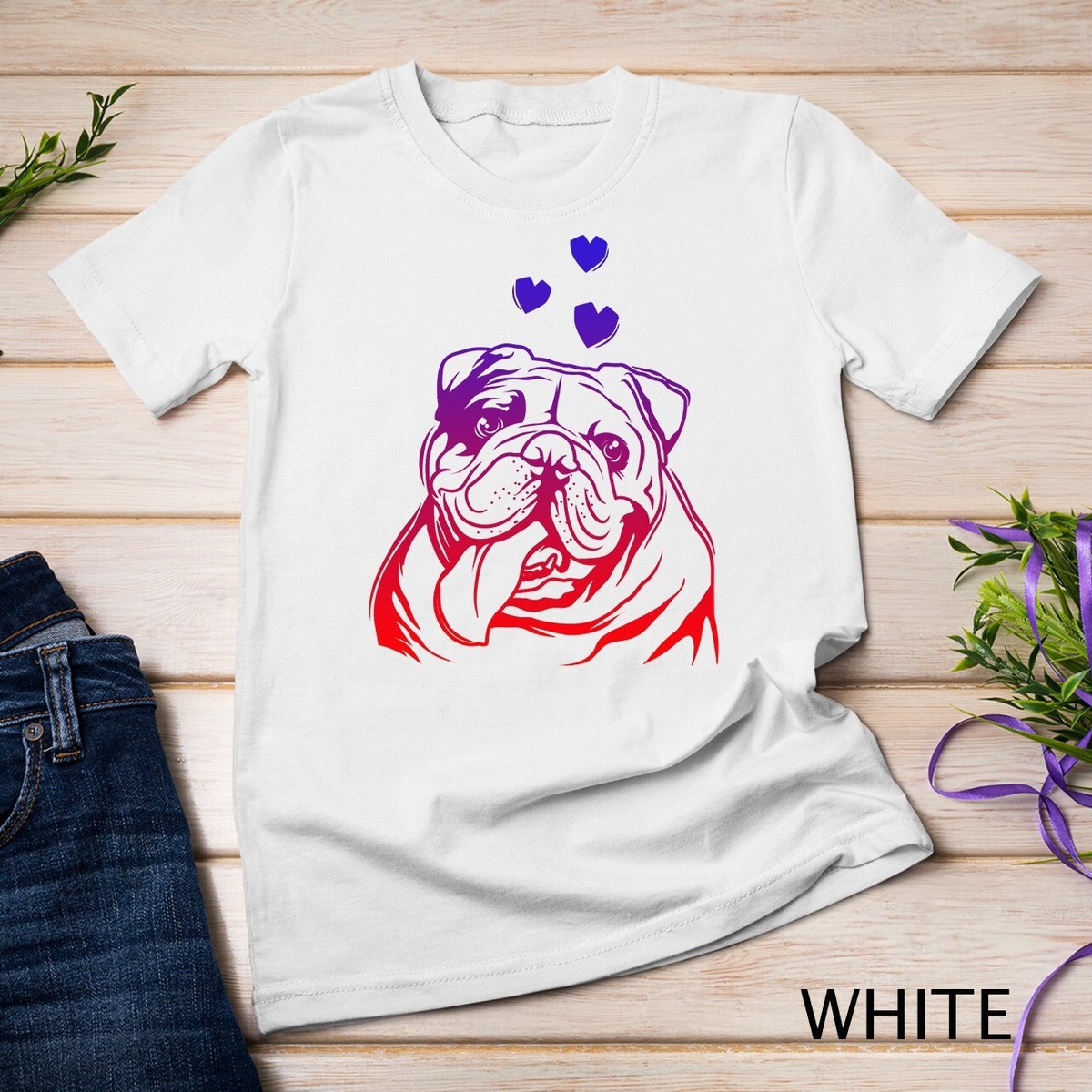 Colorful English Bulldog Love Cute Bully Dog Mom Funny Womens