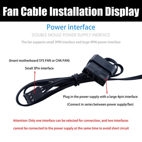 120mm PC Case Fan 12V Big 4p + 3p 1200rpm RGB Desktop Computer Heat Colorful Fan - Afbeelding 5 van 19