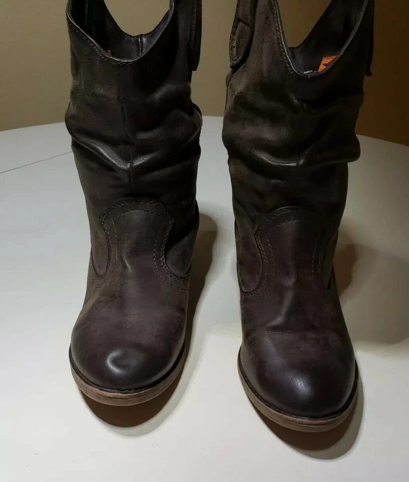 RocketDog Brown Heeled Pull On Cowboy Western High Ankle Boots Size 6.5 M  - Image 3 of 4