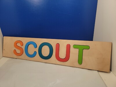 SCOUT Personalized Wooden Child Name Letter Puzzle by FAT