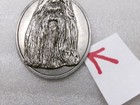 Shih Tzu ? Keychain Dog Embossed Pewter Key Ring Silver Tone Oval Signed TA — photo 4