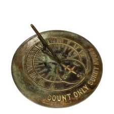Roman sundial Clock, Solid Light Verdi Thought, 10" Inch | Navigation Point