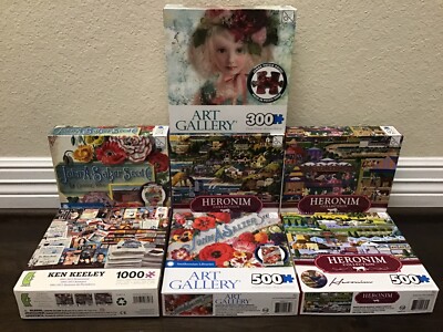 NEW Sealed! Lot Of (7) Ken Keeley Ceaco Art Gallery Heronim Jigsaw Puzzles 1000