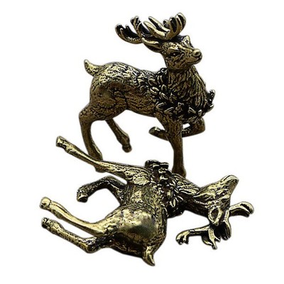 Solid Brass Miniature Deer Statue Tabletop Decoration Tea Pet Crafts Ornament
