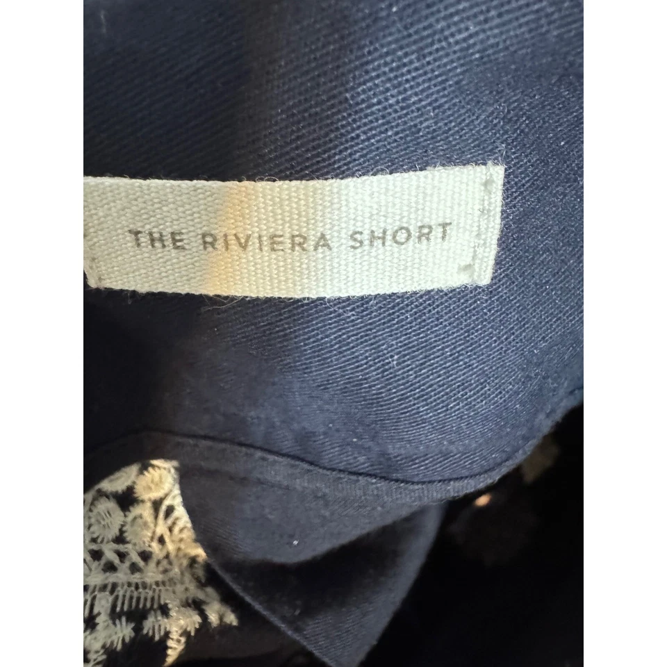 Pantalones Cortos Ann Taylor LOFT Riviera Bordados Azul Marino Talla 8 Coastal Chic Festival Foto 4 de 4