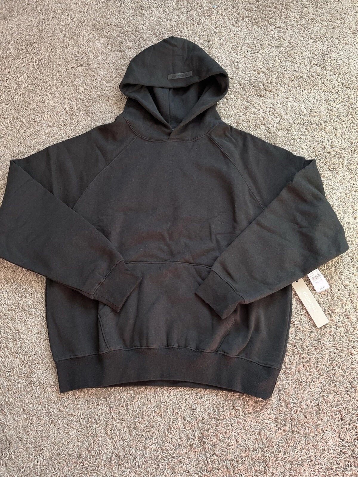 Fear of God Essentials SS21 Felpa con Cappuccio Pullover in Cotone per Uomo Nero Small