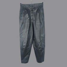 Vintage West Bay Black Leather Pants Small High Waisted