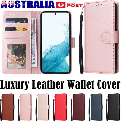 For Samsung Galaxy S24 Ultra Plus S22 S23 FE S8 Wallet Case Leather Flip Cover - Picture 1 of 56