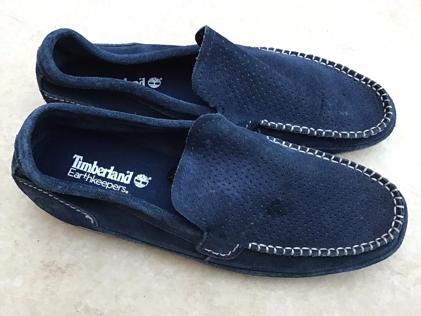 Scarpe mocassino Timberland Earthkeepers da uomo in pelle scamosciata blu navy taglia UK 8 5
