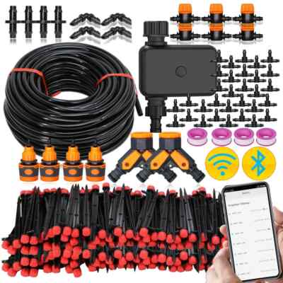 LOT Sprinkler Drip System 1/4'' Hose Wifi/Bluetooth-compatible Timer Kit Garden