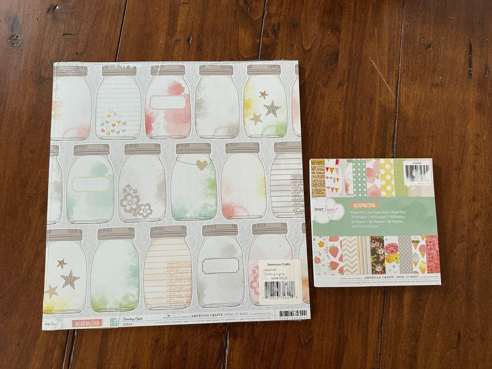Set of 2 American Crafts Dear Lizzy Neapolitan 12x12 AND 6x6 Paper packs NEW