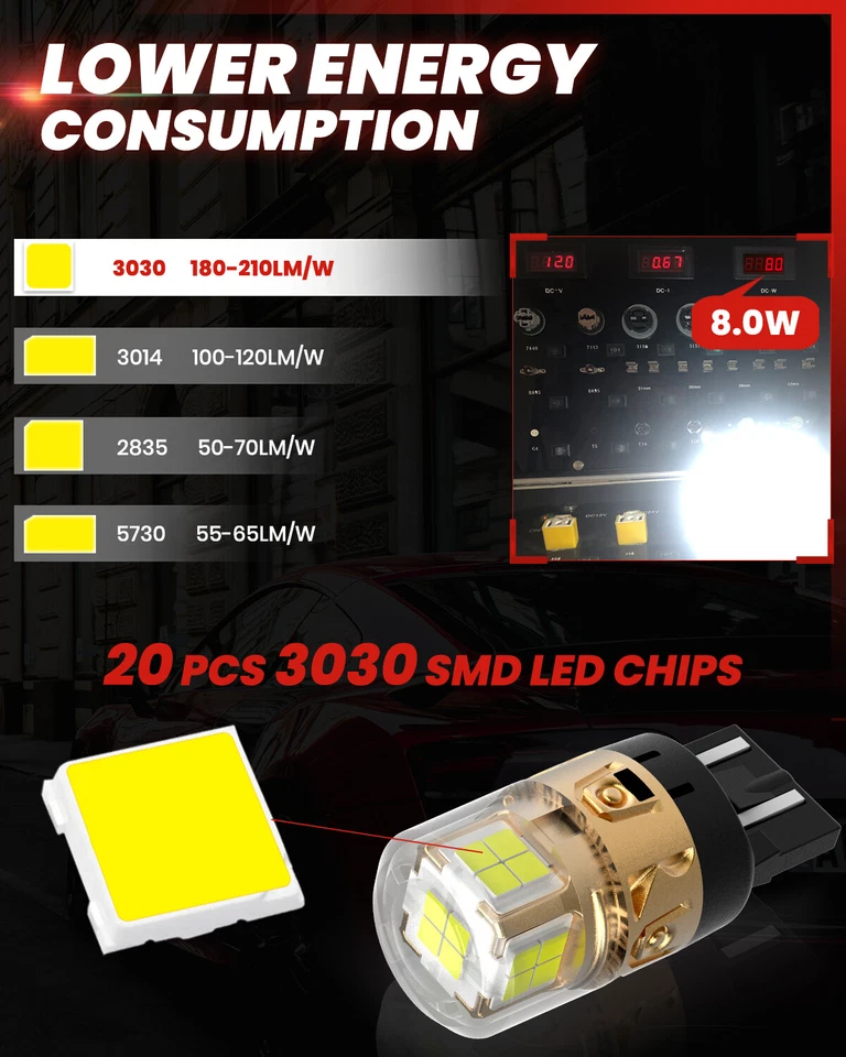 Lasfit 7443 7444 LED Reverse Backup Light Cool White for Nissan 350Z 2003-09 2X - Image 3 of 4