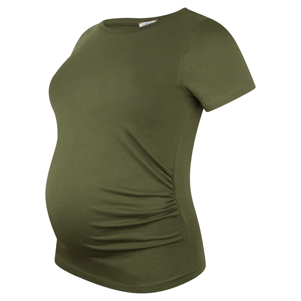 Umstandsshirt unifarben Umstandsmode Schwangerschaft Schwangerschaftsshirt Kurz - Bild 4 von 4