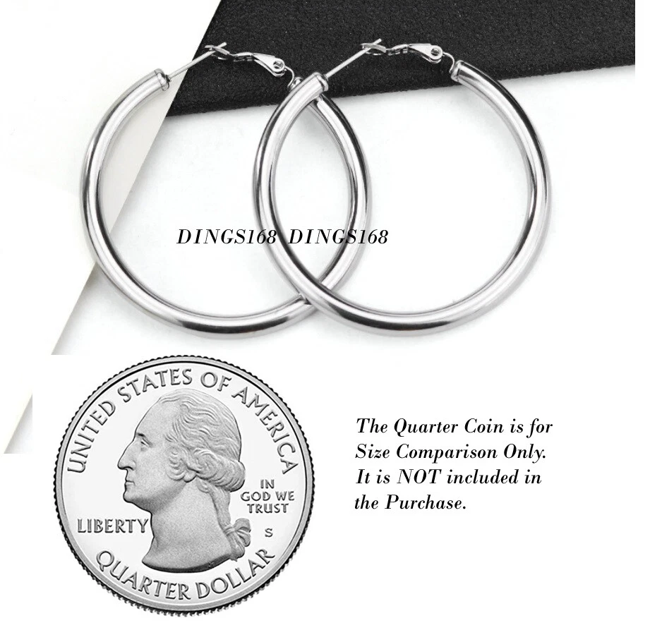 Medium thick silver hoop earrings deals