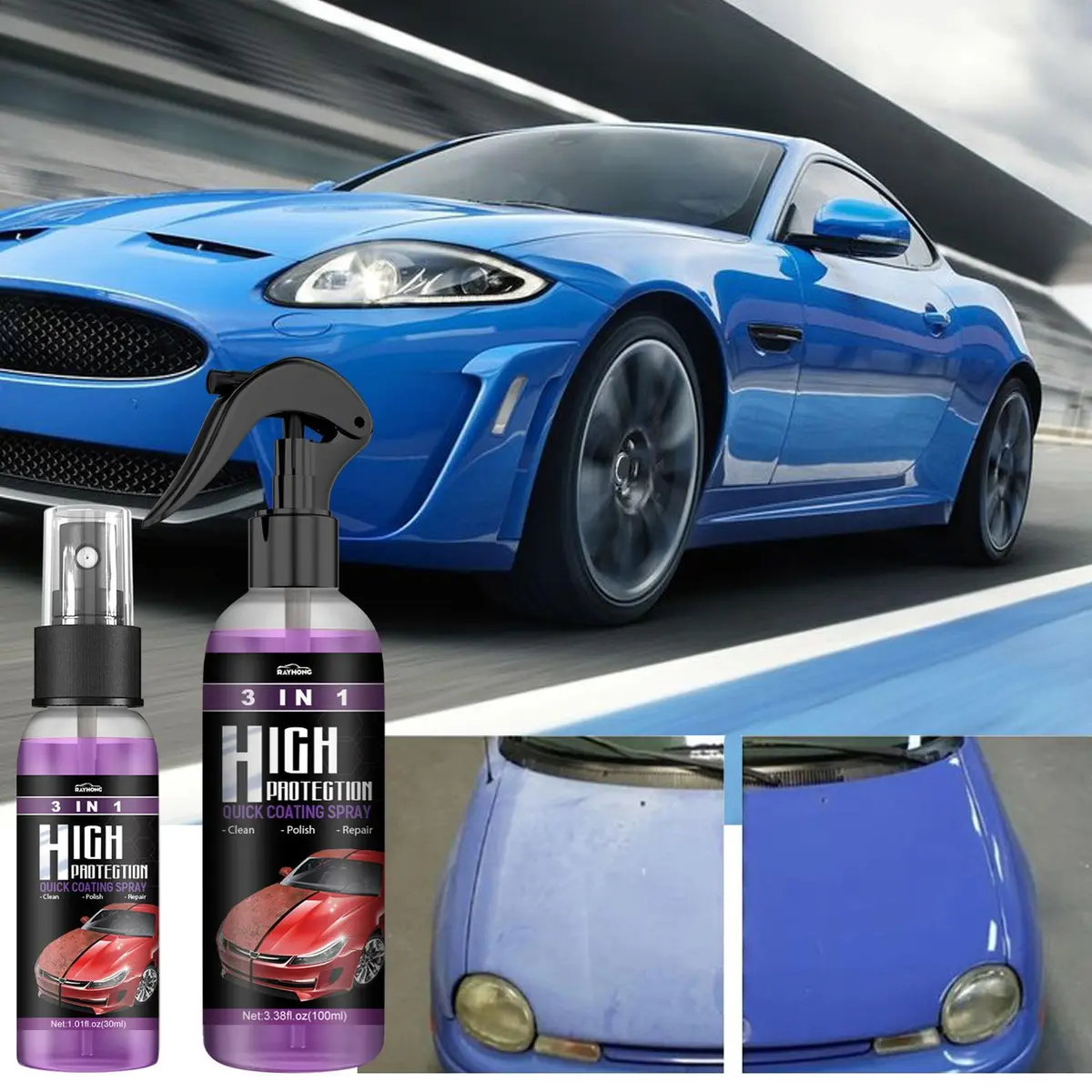 3 in 1 High Protection Quick Car Coat Ceramic Coating Spray Hydrophobic  Best