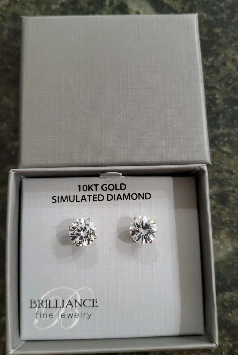 BRILLIANCE FINE JEWELRY 10KT GOLD SIMULATED DIAMOND STUD ROUND