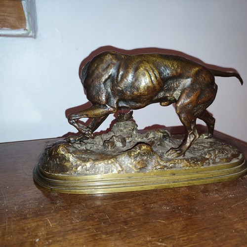 Pierre Jules MENE chien de chasse Braque en bronze patine brune - Photo 6/9