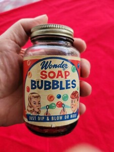 Vintage Wonder Bubbles-Glass Bottle With Liquid-RARE-large size bottle