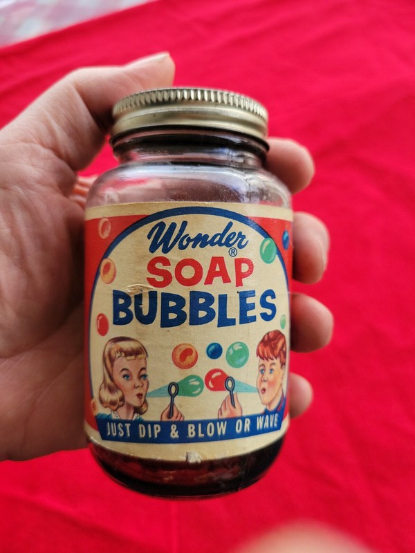 Vintage Wonder Bubbles-Glass Bottle With Liquid-RARE-large size bottle