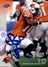 Stefan Logan Signed 2014 Upper Deck CFL Football card #5 BC Lions