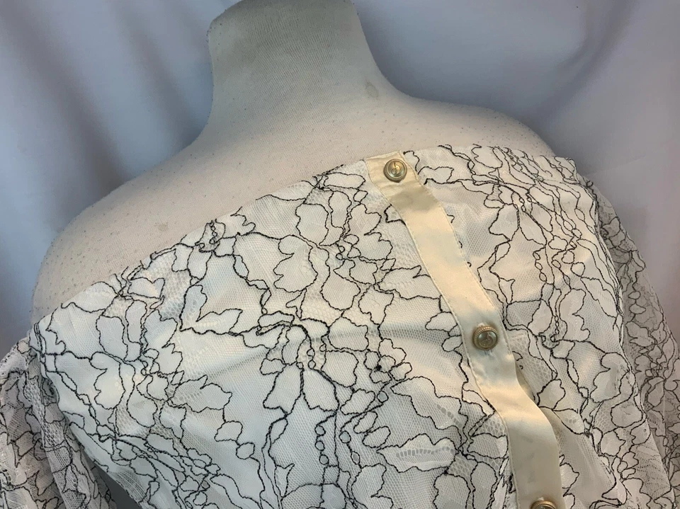 Blusa J. Dosi Top Hombro Descubierto S Mujer Blanco Negro Diseño Como Nueva YGI B1-433 Foto 3 de 4