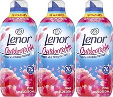 3x Lenor Outdoorable Laundry Clothes Fabric Conditioner 76 Washes - Pink Blossom