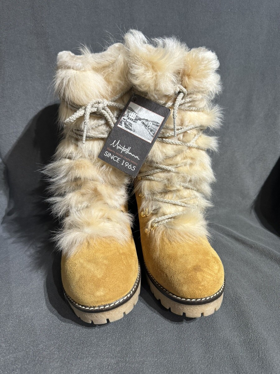 LA MONTELLIANA SHEARLING FUR LEATHER BIKER SNOW WINTER COMBAT