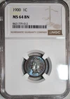 NGC MS-64 BN 1900 Indian Head Cent, Attractively Toned specimen.