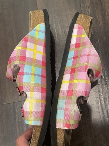BIRKENSTOCK Papillio Pink Striped Multi-Colored Leather Sandal 40-GENTLY USED - Picture 4 of 12