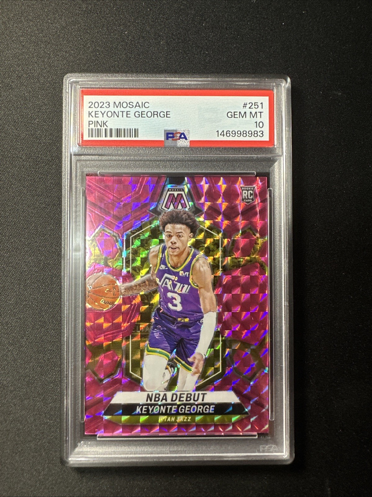 2023-24 Panini Mosaic NBA Debut Keyonte George #251 Pink /149 PSA 10 POP 11