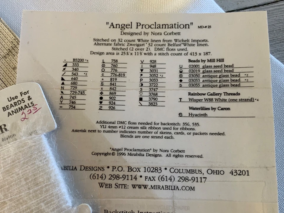 Wisper White Thread and 32ct Linen ~ Mirabilia Angel Proclamation Cross Stitch - Image 3 of 4