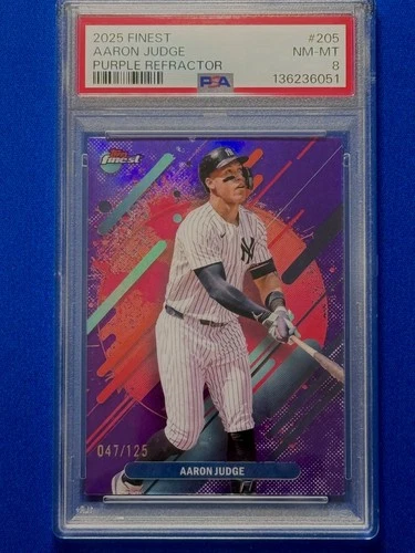 2025 Finest Baseball #205 Aaron Judge Purple 047/125 PSA 8