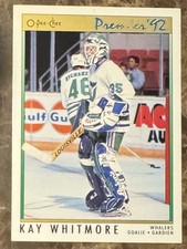 Kay Whitmore #182 1992 O-Pee-Chee Premier Hartford Whalers Hockey Card NHL