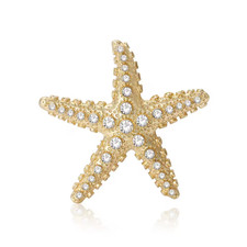 Gold Starfish Rhinestone Brooch   Ocean Beach Summer Pin Coastal Jewelry Gift US