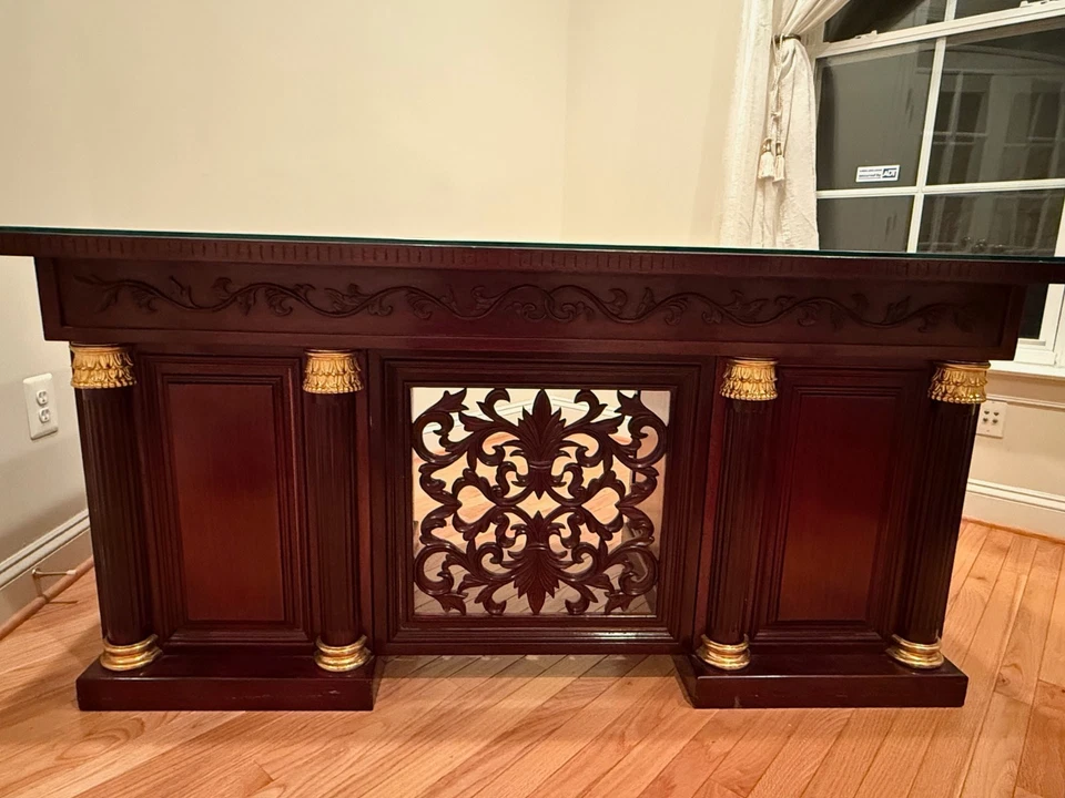 Escritorio chino Hongmu de palisandro tallado a mano Foto 4 de 4