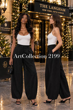 ZARA ZW NEW FW26/27 BLACK WIDE-LEG COTTON BLEND TROUSERS PANTS XS S M L XL 5247/