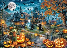 1000 Piece Puzzle Halloween Witch Pumpkin Jigsaw For Adults 50x70 Cm Horror