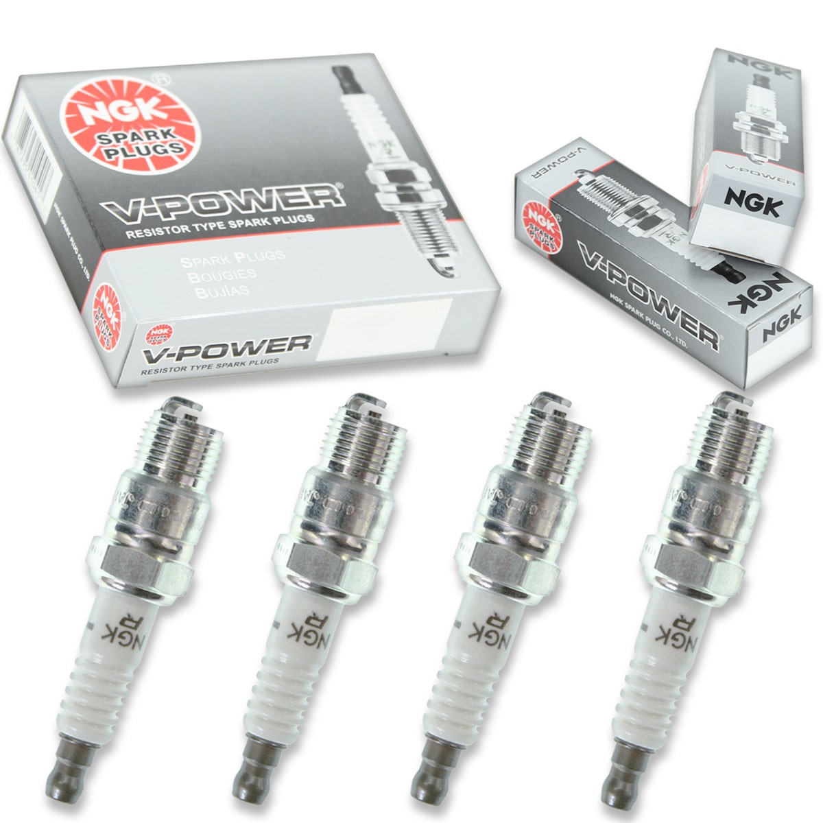 4pcs NGK 7052 V-Power YR5 Inboard Marine Spark Plug Tune Up Kit Set jy
