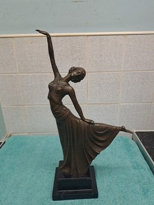 Signierte Chiparus Tänzerin Bronze Marmor Statue Skulptur 43 cm hoch Figur