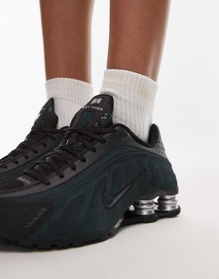 Nike Shox R4 Men's Shoes in Black and Dark Green Trainers | eBay