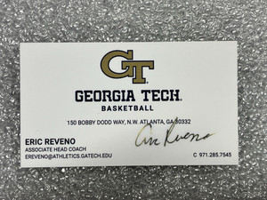 Autographed Bus. Card - Georgia Tech Basketball, Eric Reveno - Assoc. Head Coach