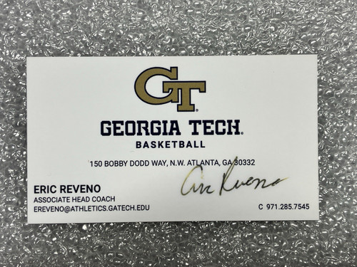 Autographed Bus. Card - Georgia Tech Basketball, Eric Reveno - Assoc. Head Coach