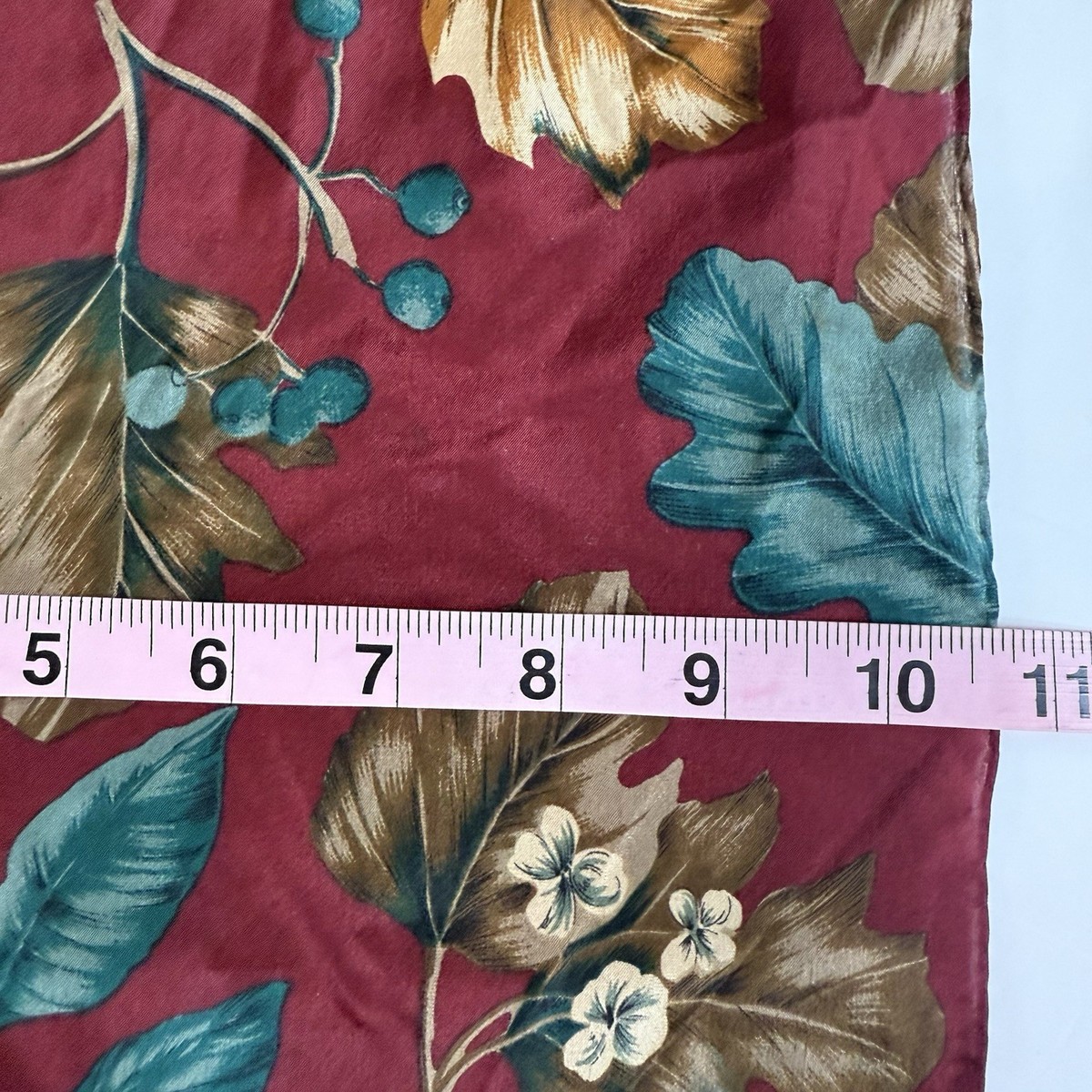 Club 7 Echo 💯 Silk Scarf Red Floral Rectangle 10