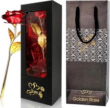 Eternal Gold Forever Flower Birthday Gifts for Women, Glitter Roses Artificial