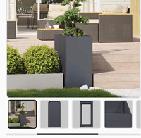 Grey Solid Outdoor Planter for Balcony Patio - 80cm H x 80cm L x 40cm W