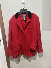 Lauren Ralph Lauren Women s Red Wool Blend Blazer Black Trim Size 18W Euc