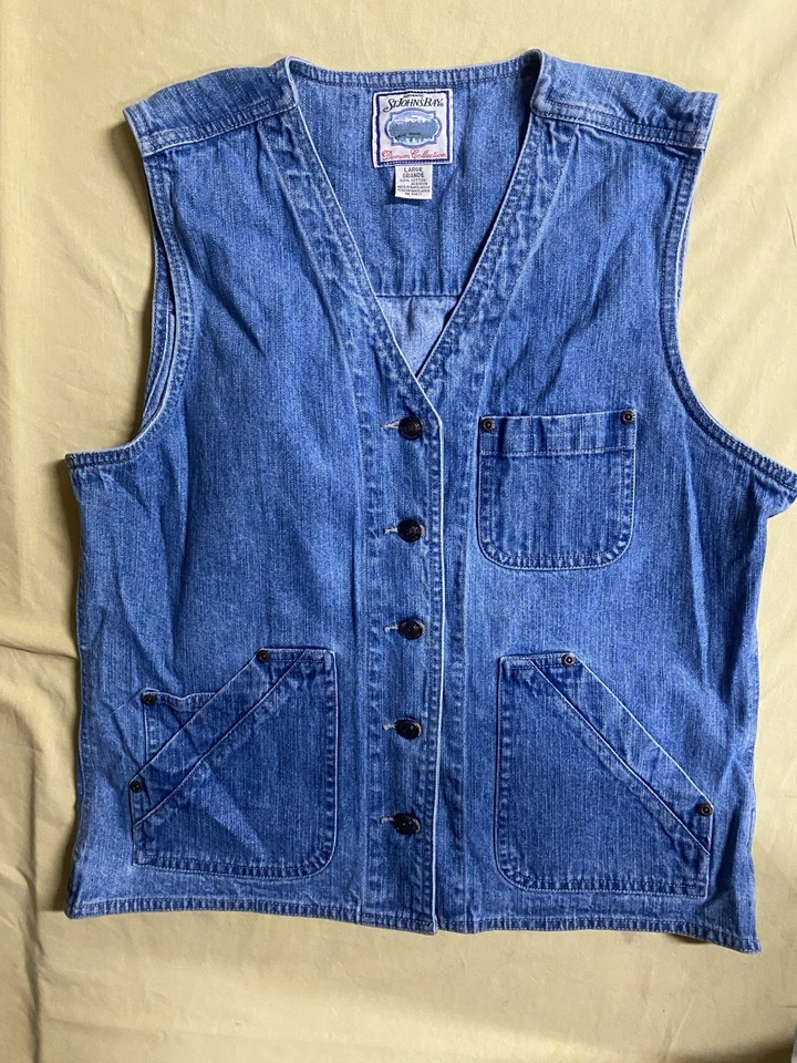 90s Y2K Denim Collection Vest St. John’s Bay Women’s Vintage Button Up Large - Image 2 of 4