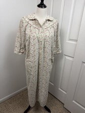 Vermont Country Store Small Floral Flannel Robe Snap Buttons Pockets Cottagecore