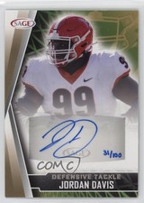 2022 SAGE High Series Auto Gold /100 Jordan Davis #A-JD2 Auto 1j1i