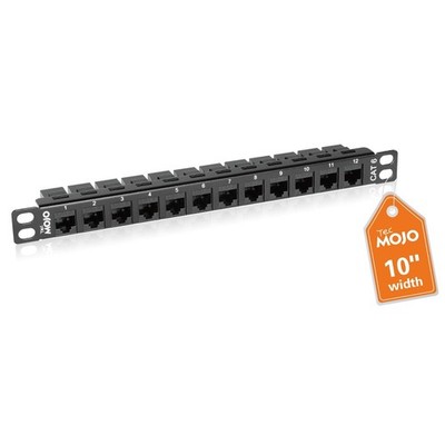 12Port Cat6 Patch Panel 0.5U Rack Mount Modular With Keystone Coupler 10 In